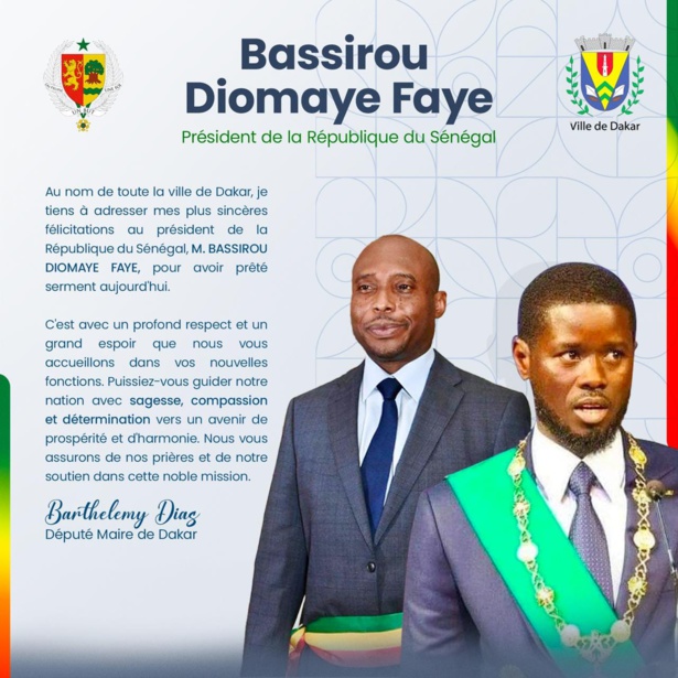 Investiture : Le message de Barth à l'endroit de Diomaye